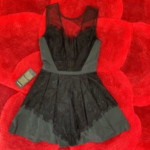 Bebe Black Lace Fit & Flare Dress